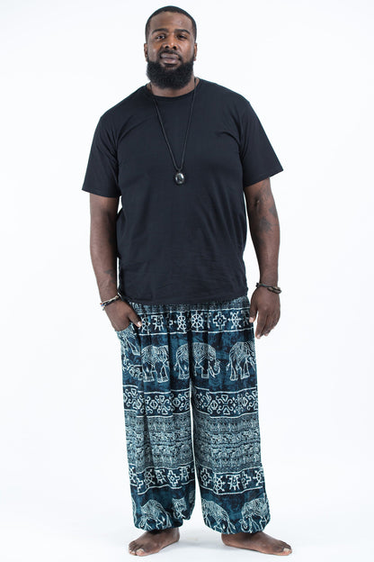 Plus Size Marble Elephant Men's Elephant Pants in Black