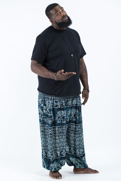 Plus Size Marble Elephant Men's Elephant Pants in Black