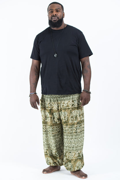 Plus Size Marble Elephant Men's Elephant Pants in Olive