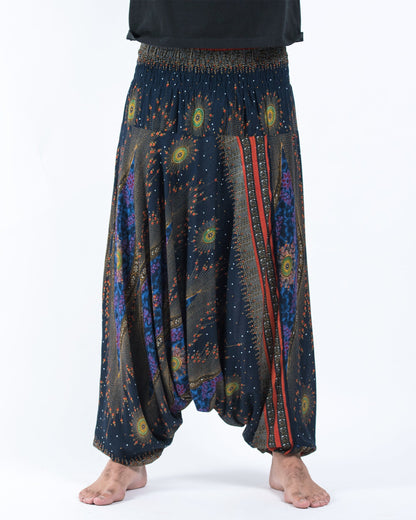 Peacock Eye Drop Crotch Men's Harem Pants in Navy