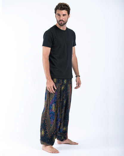 Peacock Eye Drop Crotch Men's Harem Pants in Navy