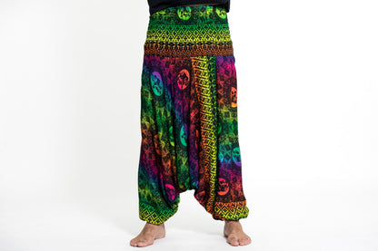 Rainbow Elephant Drop Crotch Men's Elephant Pants in Green