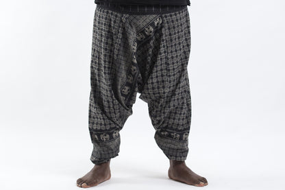 Plus Size Hill Tribe Elephant Men's Elephant Pants in Black