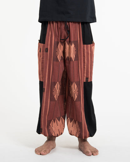 Two Tone Thai Hill Tribe Fabric Men's Cotton Pants in Brick