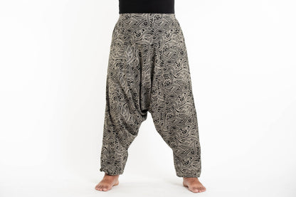 Plus Size Hill Tribe Paisley Print Men's Harem Pants in Black