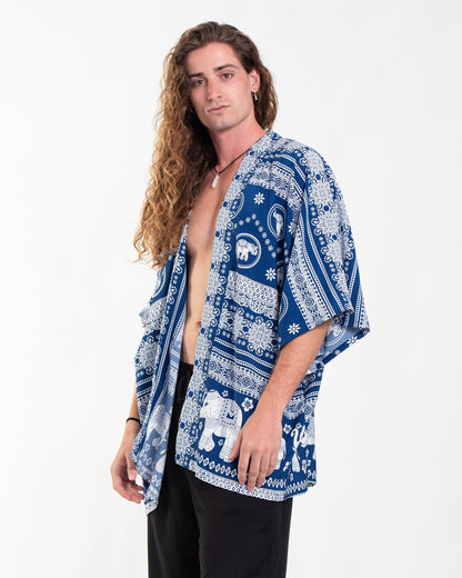 Parade Elephant Kimono Cardigan in Blue