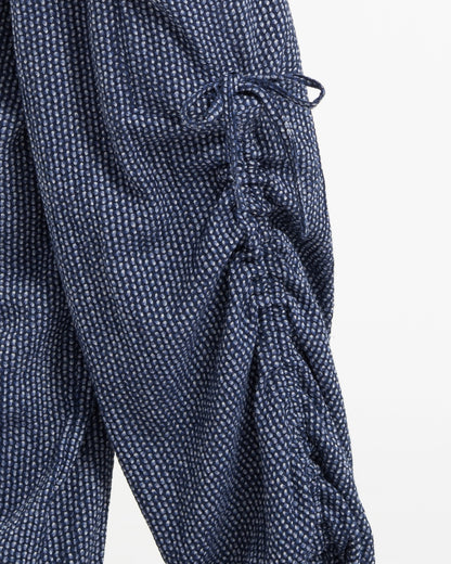 Women's Ribbed Linen Cotton Blend Pants in Blue