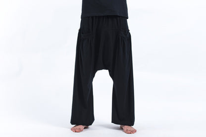Cotton Men Harem Pants in Solid Black