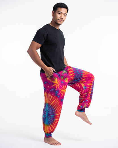 Tie Dye Cotton Men Harem Pants in Pink
