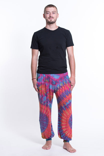 Tie Dye Cotton Men Harem Pants in Pink
