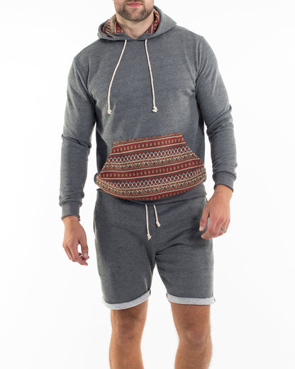 Men's Terry Shorts with Tribal Pockets in Black (Size M - XL)