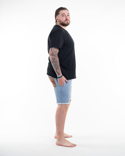 Men's Terry Shorts with Tribal Pockets in Light Blue (Size M - XL)