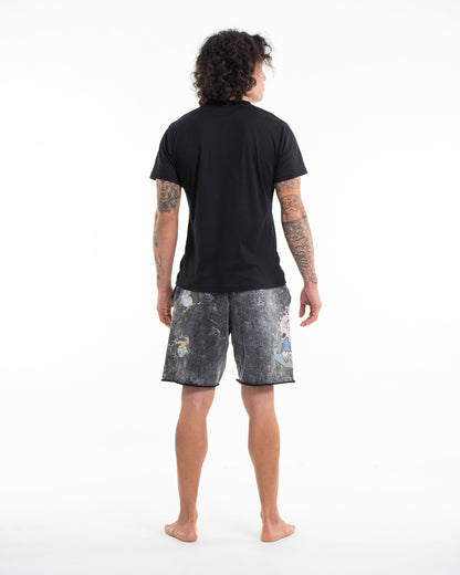 Unisex Wave Stone Washed Shorts in Black