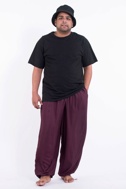 Plus Size Solid Color Drawstring Men's Yoga Pants in Dark Purple