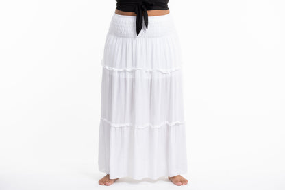 Plus Size Solid Color Maxi Skirt in White