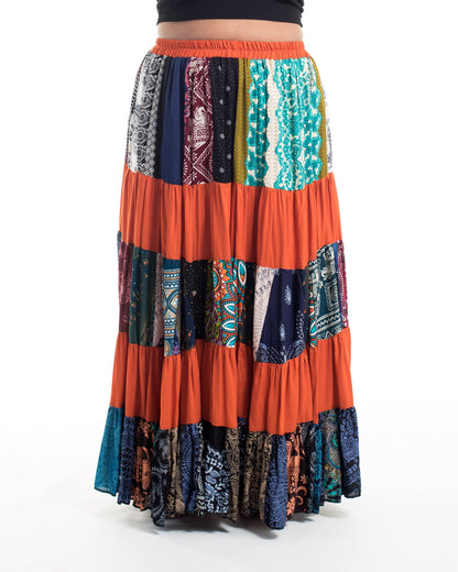 Plus Size Patchwork Long Skirt in Orange