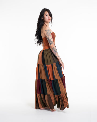 Upcycled Patchwork Maxi Dress in Orange
