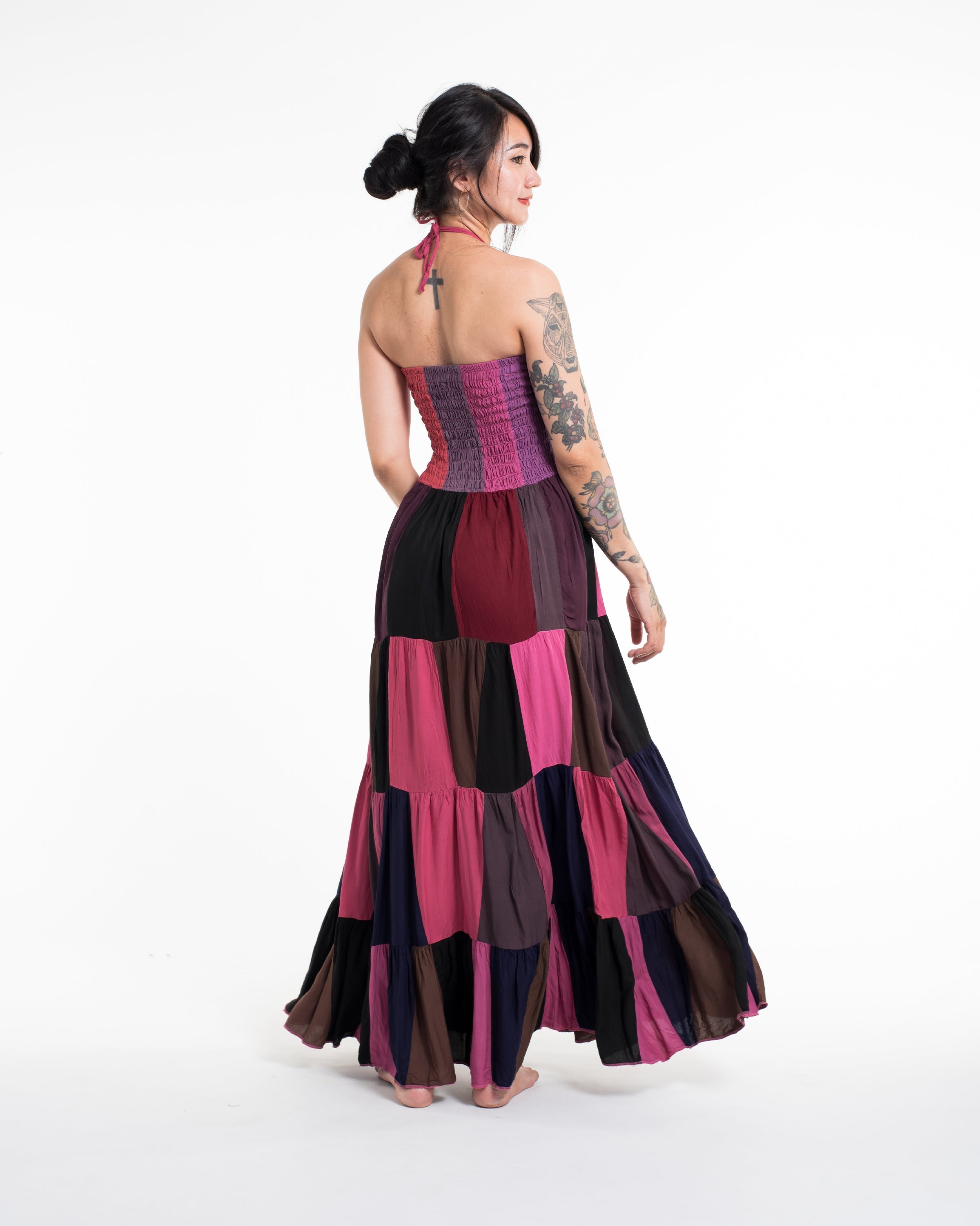Upcycled Patchwork Maxi Dress in Pink
