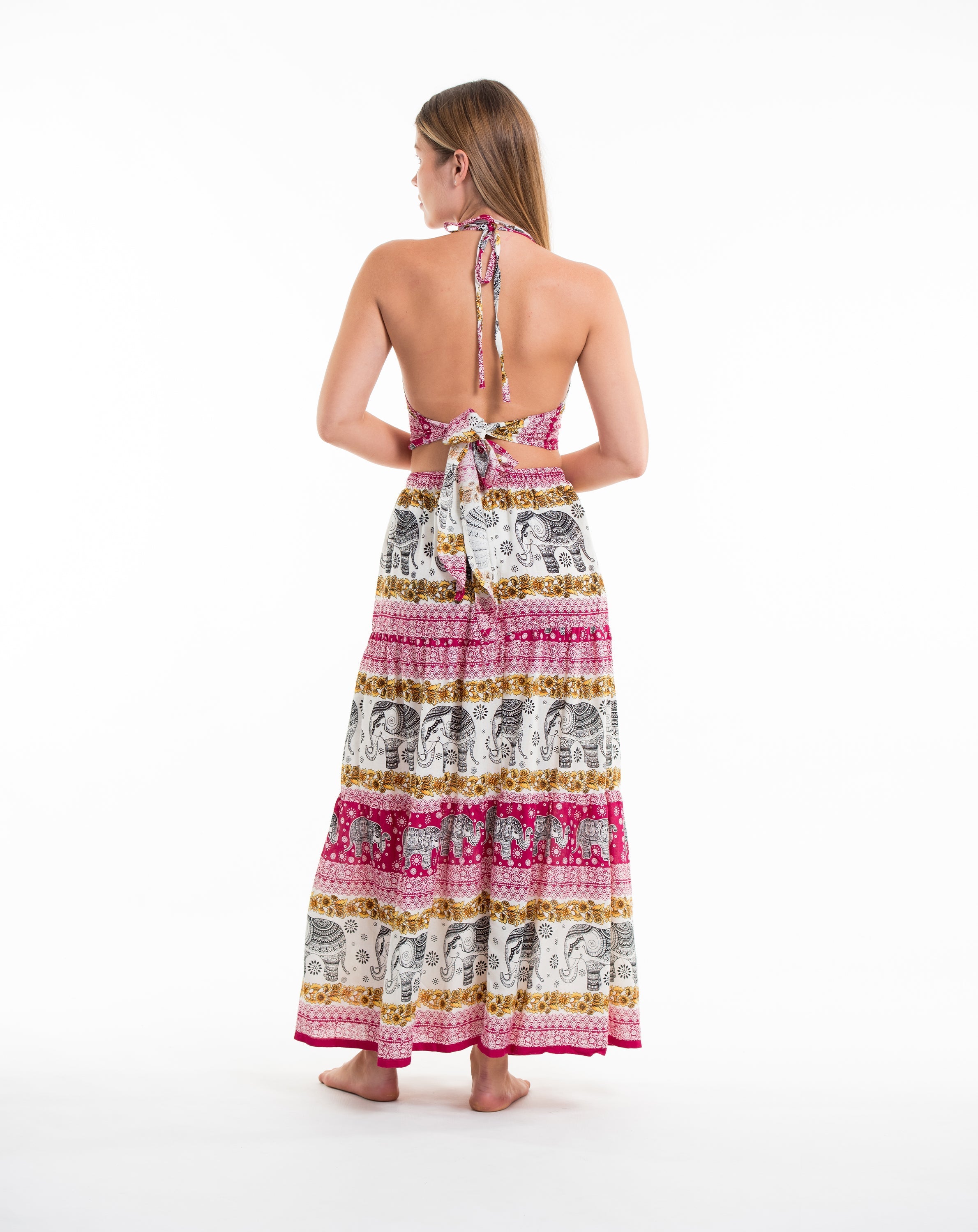 Elephant Dreams Crop Top and Long Skirt in Pink