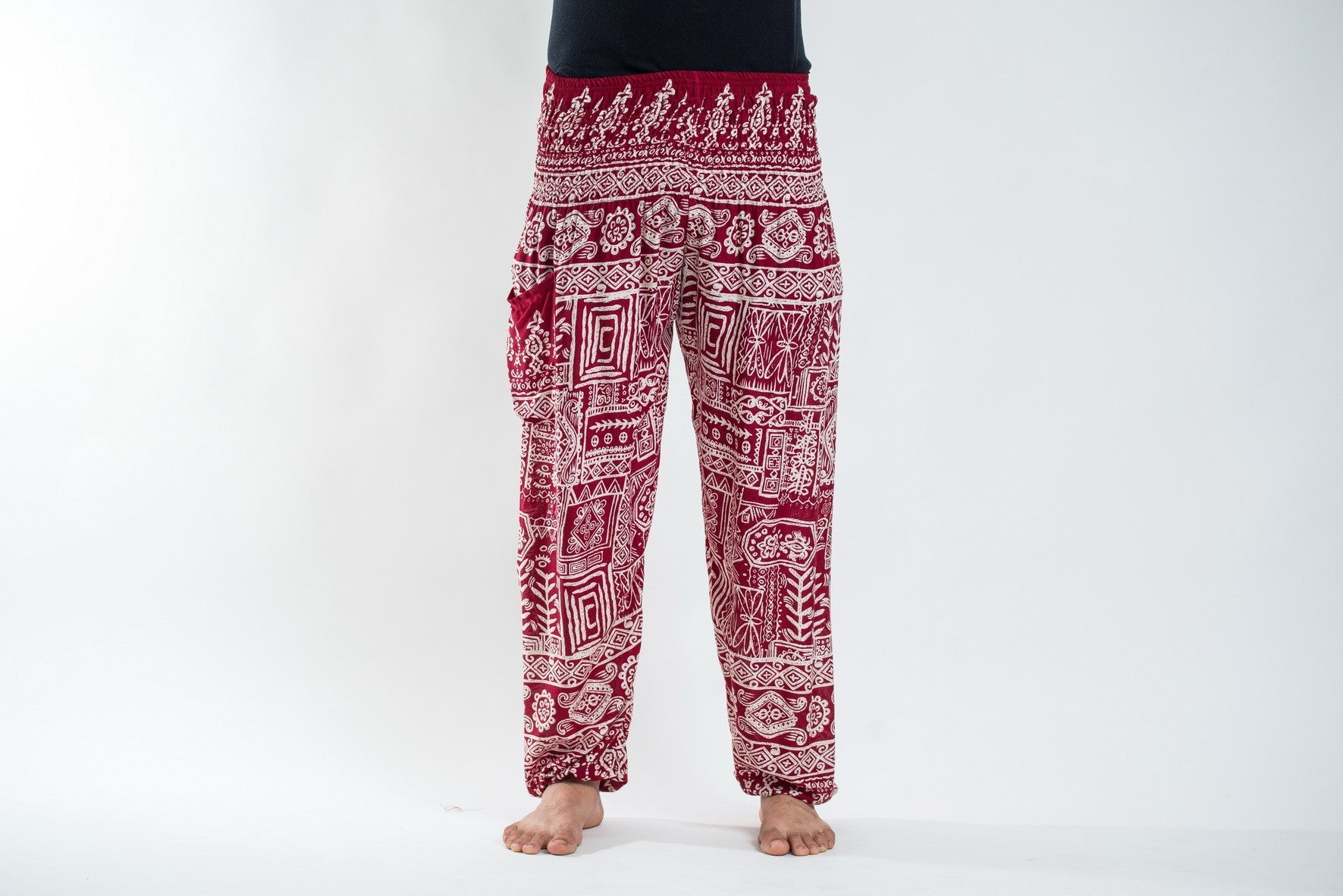 Tribal Prints Men's Harem Pants in Red