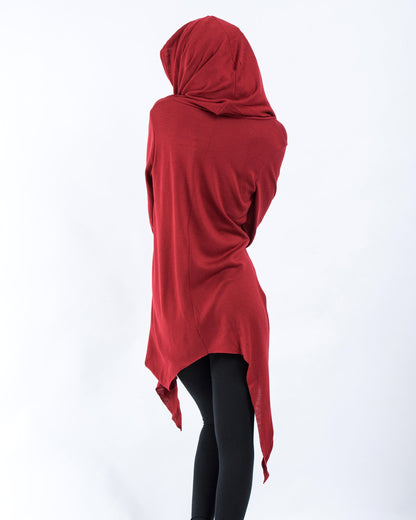 Hooded Cardigan in Red