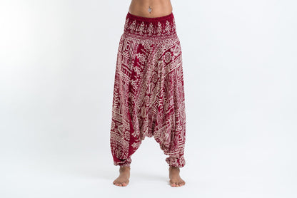 Tribal Prints 2-in-1 Jumpsuit Harem Pants in Red