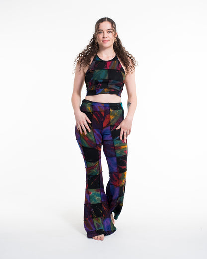 Patchwork Tie Dye Flare Pants in Multi Black