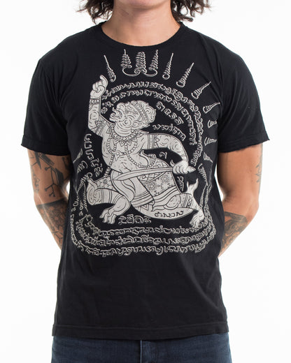 Unisex Hanuman Tattoo Cotton T-Shirt in Black