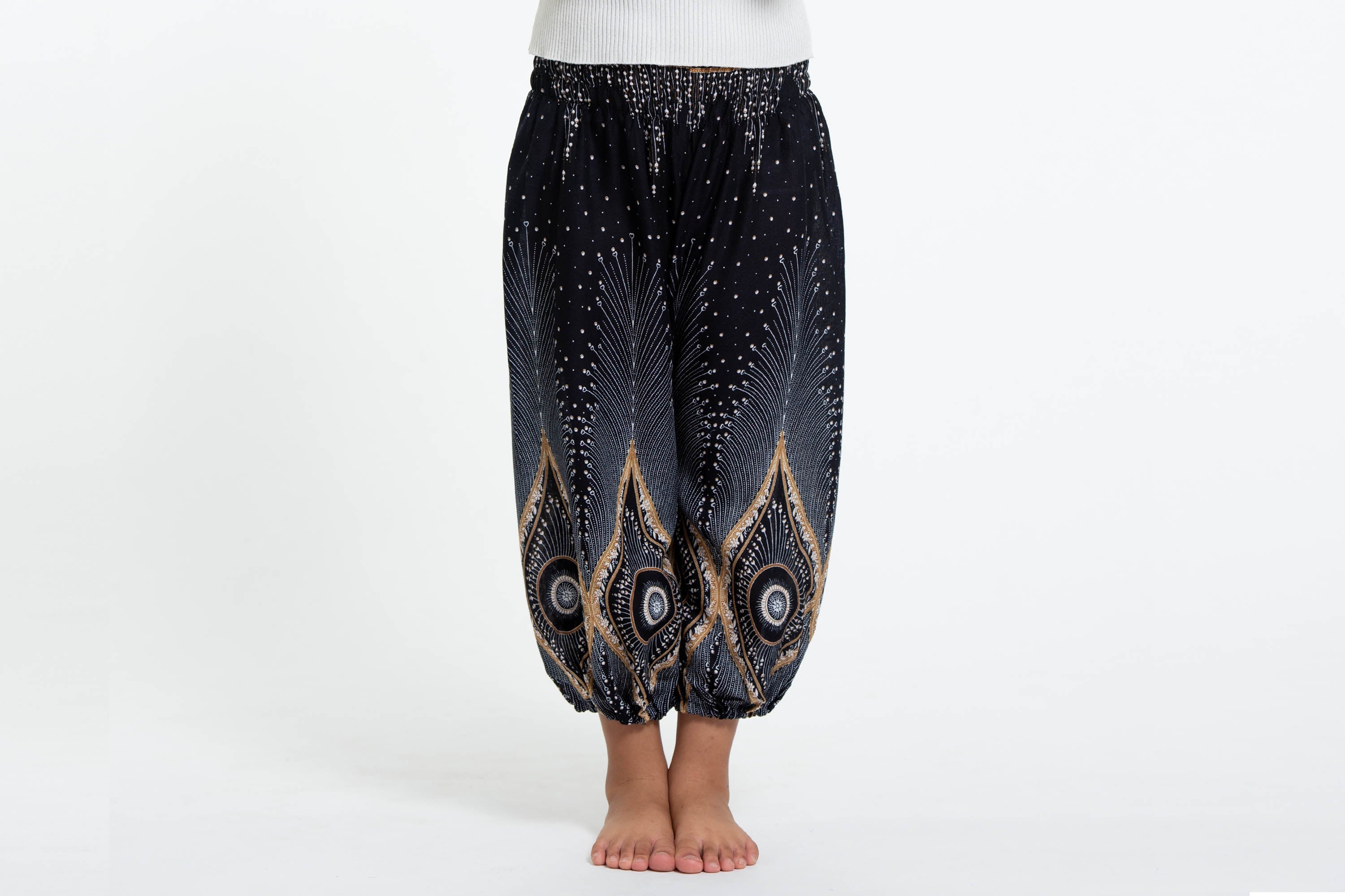 Diamond Peacock Kids Harem Pants in Black