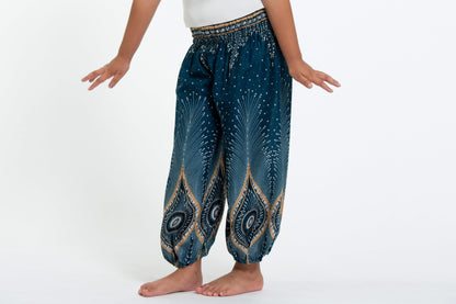 Diamond Peacock Kids Harem Pants in Turquoise