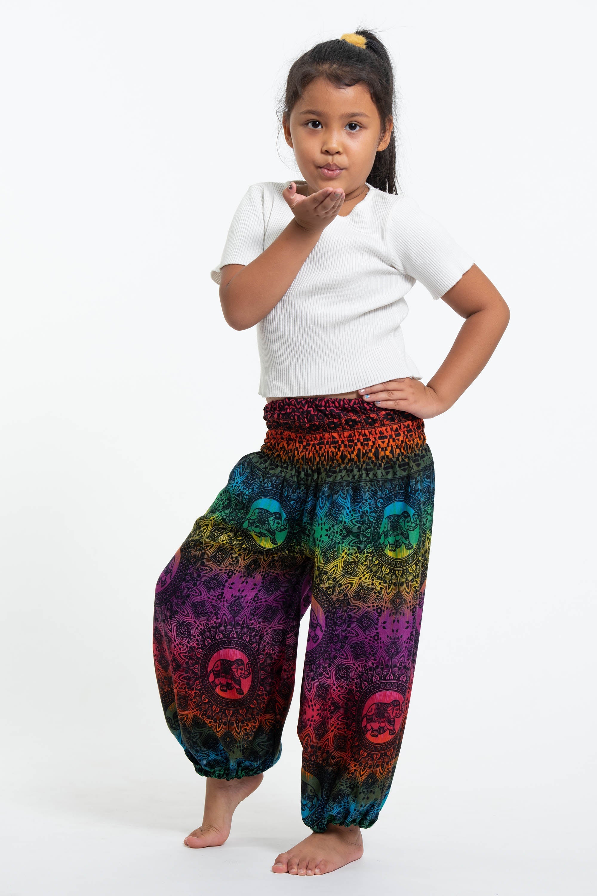 Rainbow Elephant Kids Elephant Pants in Purple