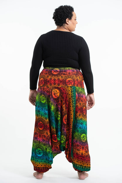 Plus Size Rainbow Elephant 2-in-1 Jumpsuit Elephant Pants in Orange