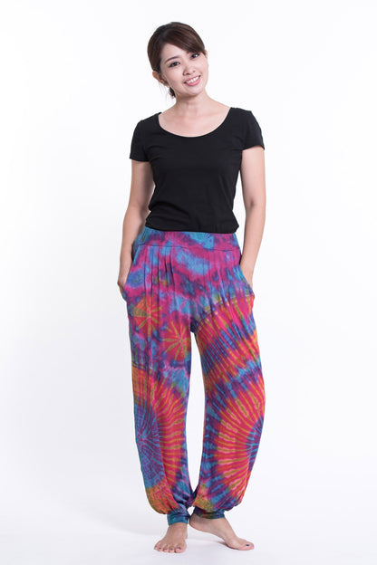 Tie Dye Cotton Women Harem Pants in Pink