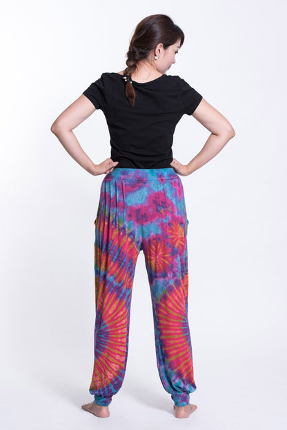 Tie Dye Cotton Women Harem Pants in Pink