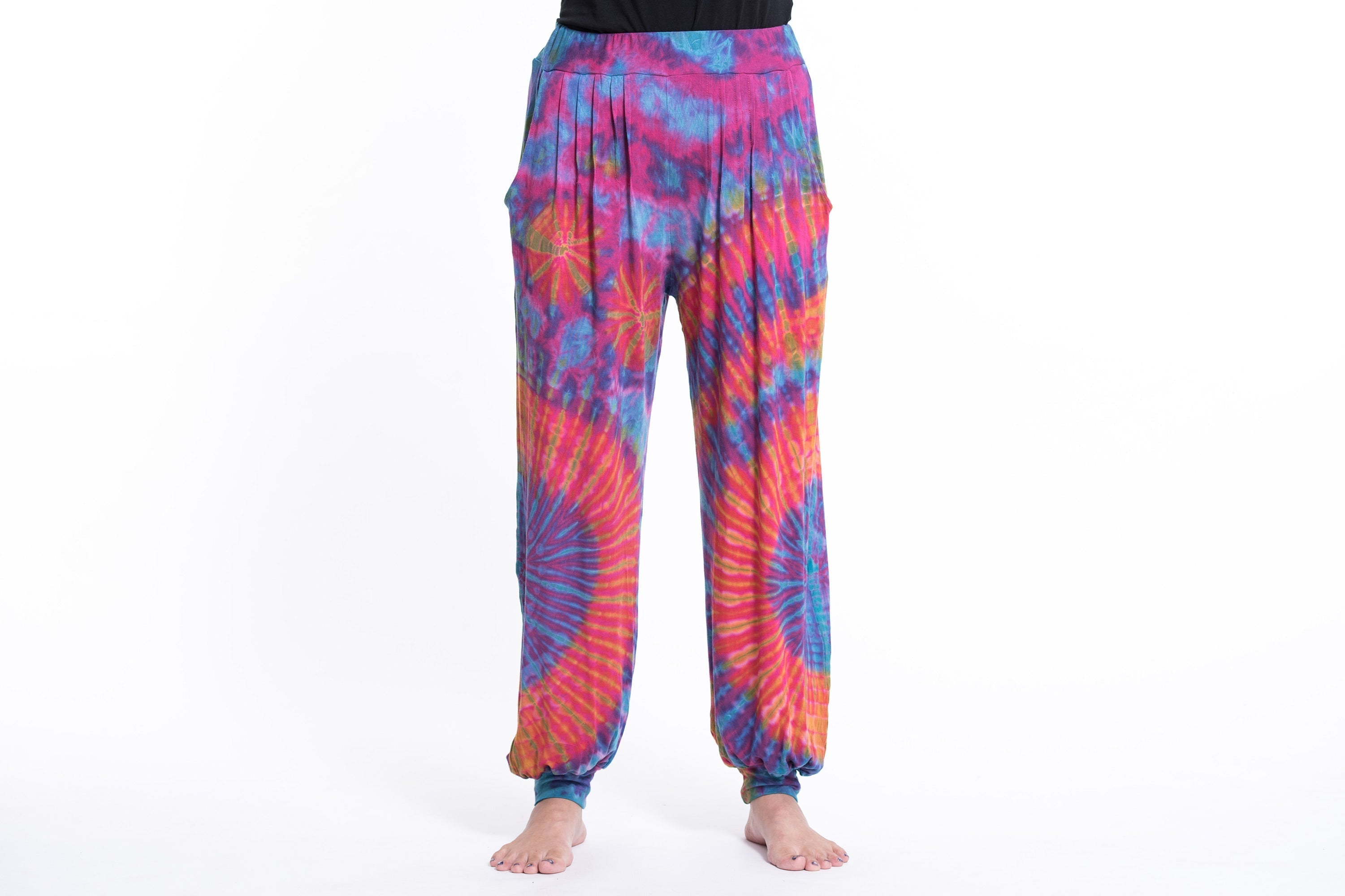 Tie Dye Cotton Women Harem Pants in Pink