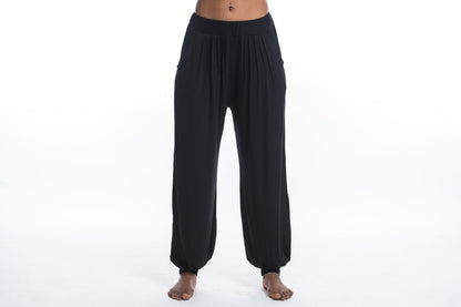 Cotton Women Harem Pants in Solid Black