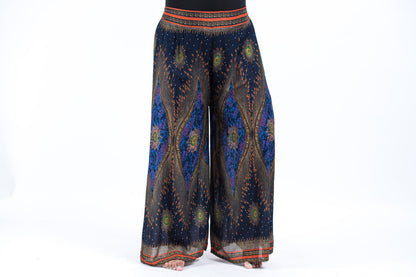 Plus Size Peacock Eyes Palazzo Style Harem Pants in Navy