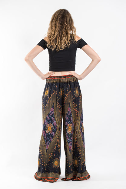 Peacock Eyes Palazzo Style Harem Pants in Black