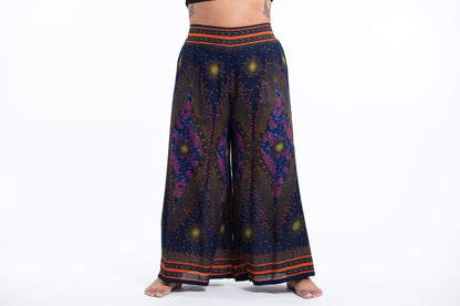 Plus Size Peacock Eyes Palazzo Style Harem Pants in Navy