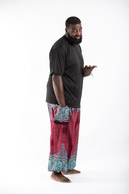 Plus Size Geometric Mandalas Men's Harem Pants in Red