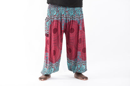 Plus Size Geometric Mandalas Men's Harem Pants in Red